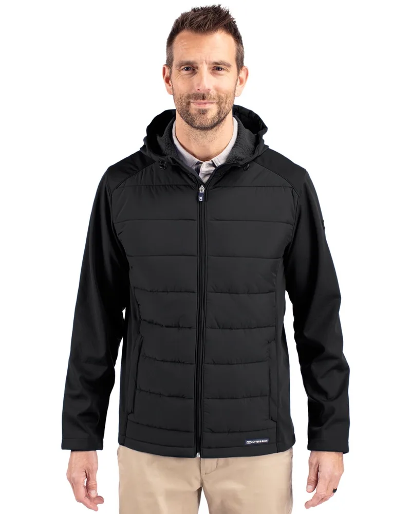 Cutter & Buck Evoke Hybrid Eco Softshell Recycled Full Zip Mens Big & Tall Hooded Jacket