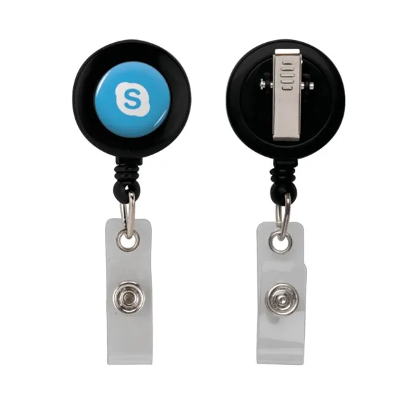 Retractable Zip Cord w/ Epoxy Dome & Vinyl Snap Attachment w/ Bulldog Clip