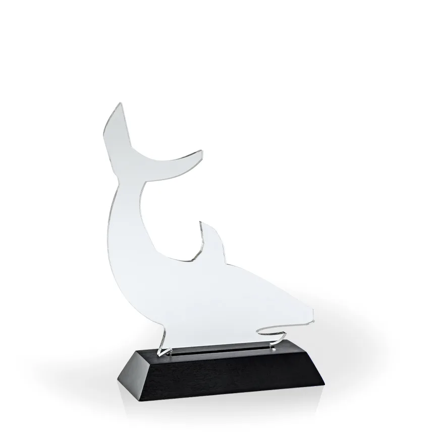 Sales Shark Award with Black Wood Base - Engraved view 2