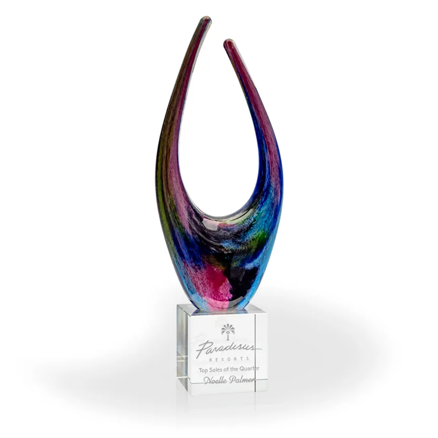 Reaching Art Glass Award - Clear Cube