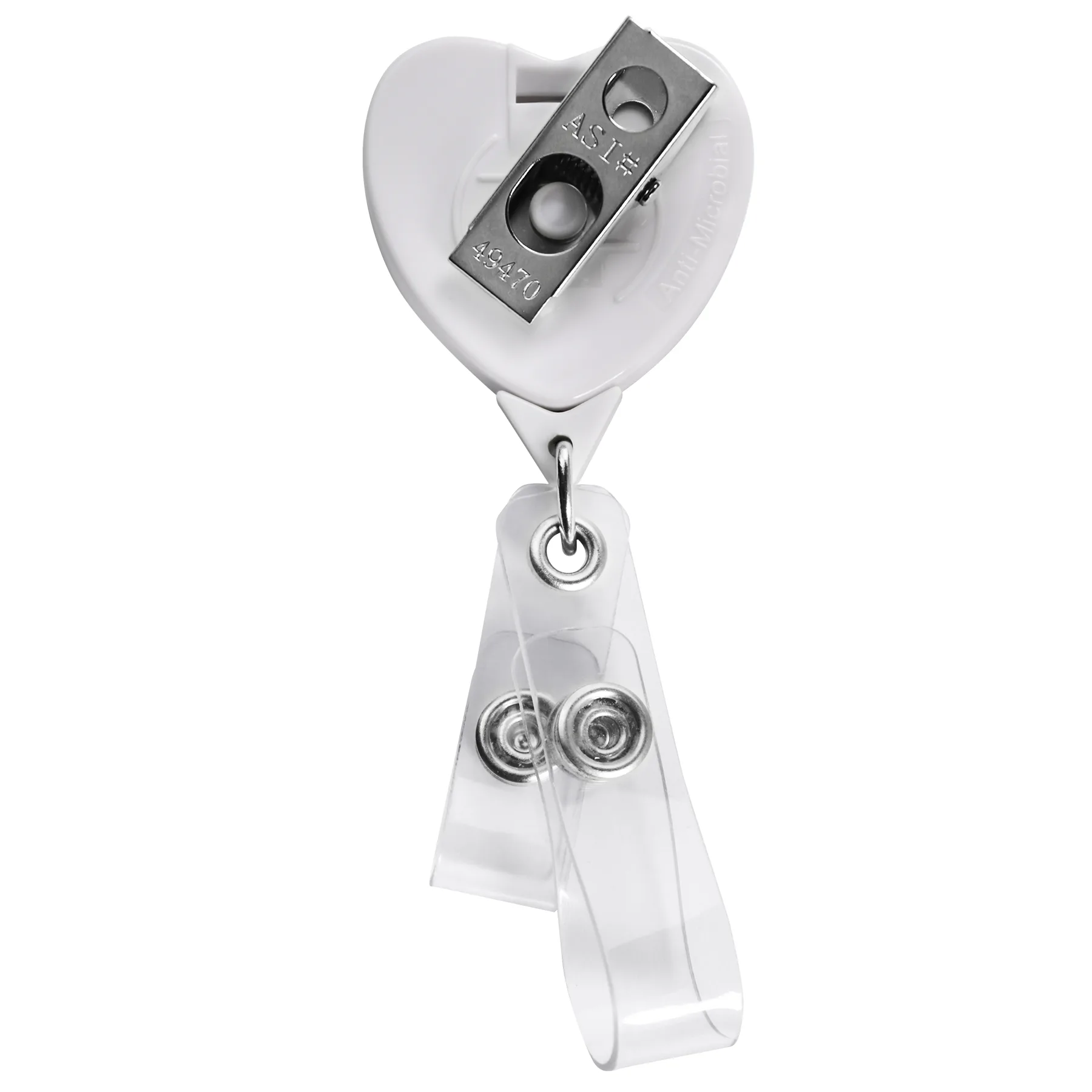 Anti-Microbial Heart 2 Strap Retractable Badge Reel view 3