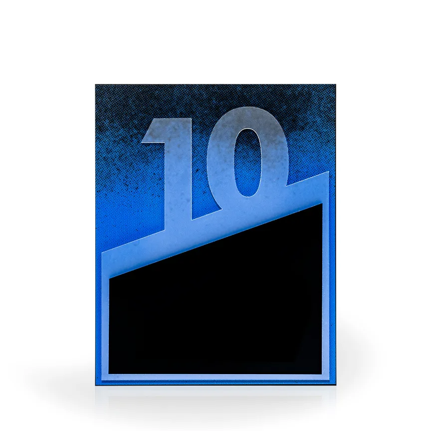 10 Year Flow Acrylic Award Plaque view 2