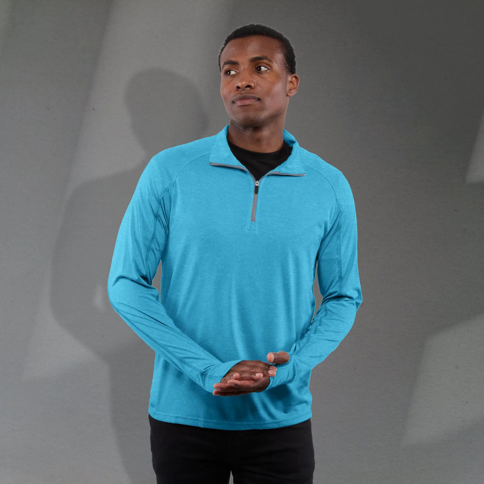 Men's TAZA Performance Knit Quarter Zip with Thumb Holes view 2