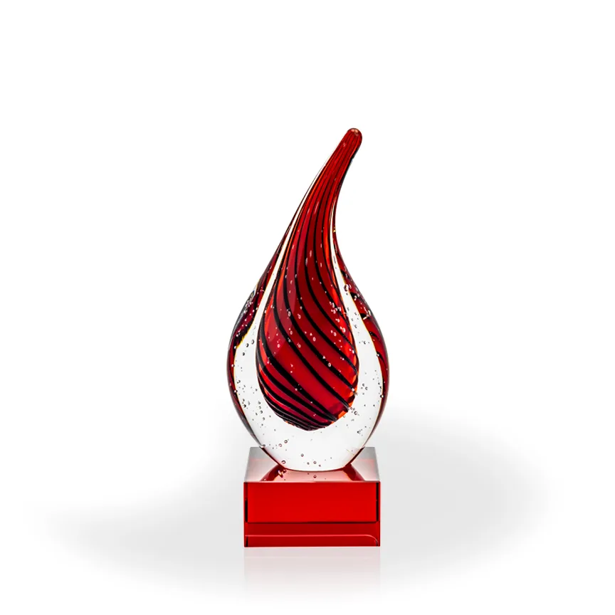 Malden Flame Art Glass Award - Red Base view 2