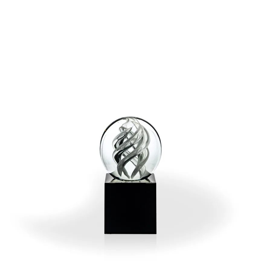 Ionia Art Glass Sphere Award - Black Cube view 2