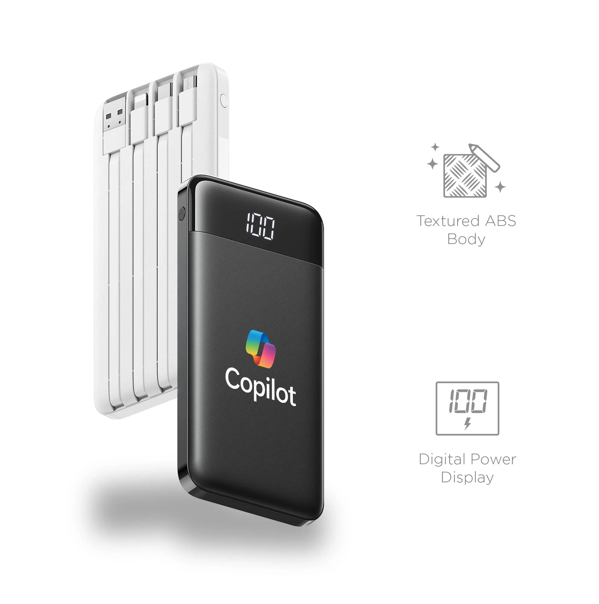 Axiom, Slim 10,000mAh Power Bank with Built-In Cables view 6