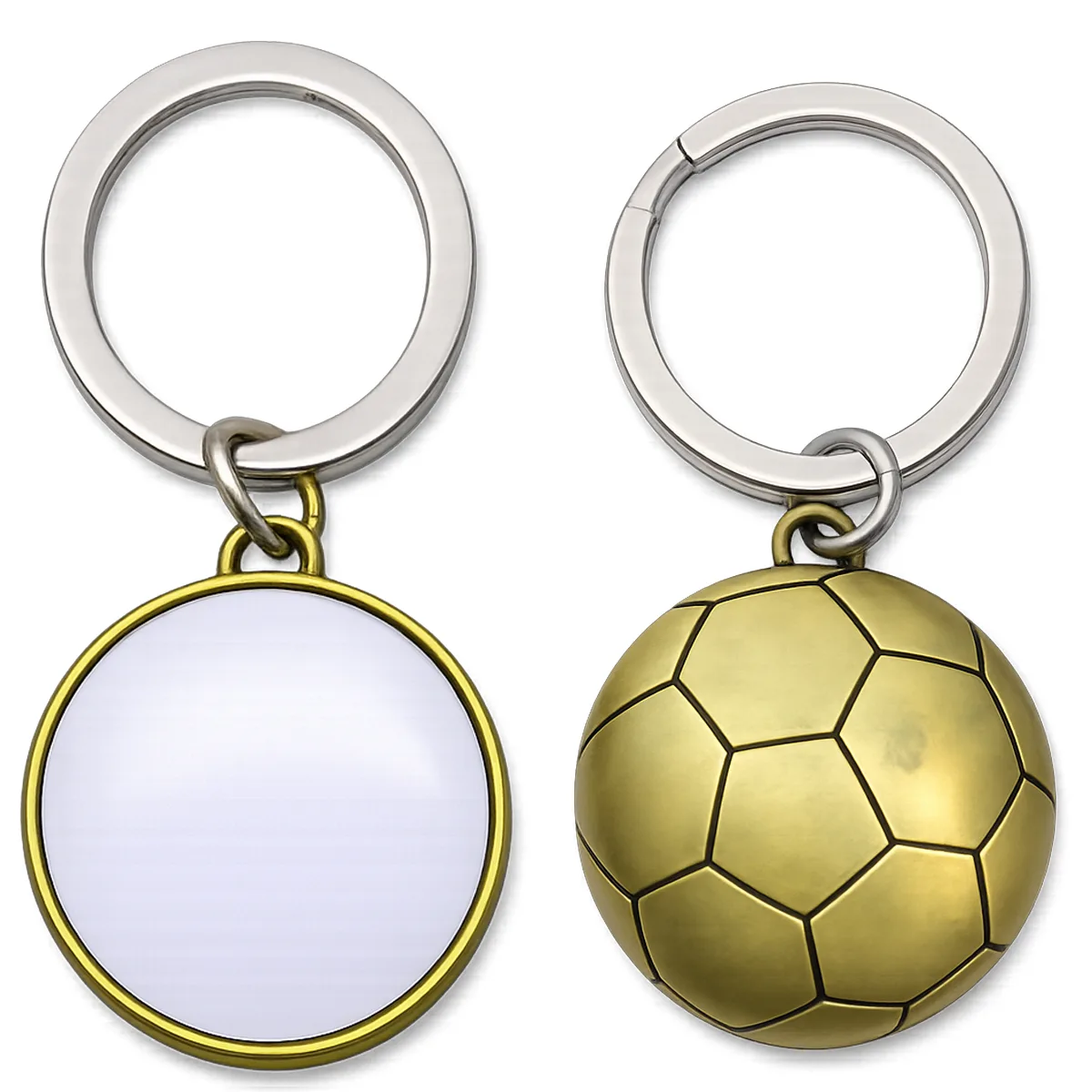 Soccer Ball Shaped Metal Keychain view 2