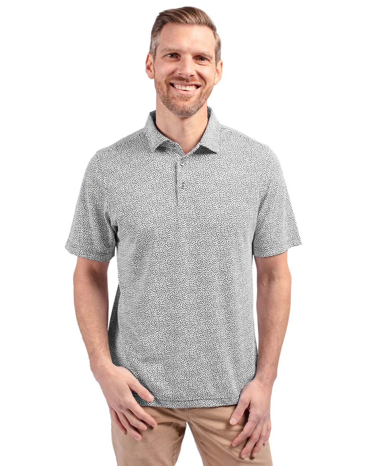 Cutter & Buck Virtue Eco Pique Botanical Print Recycled Mens Polo