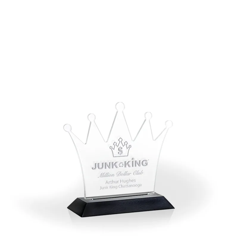 Crown Award with Black Wood Base, Medium - Engraved