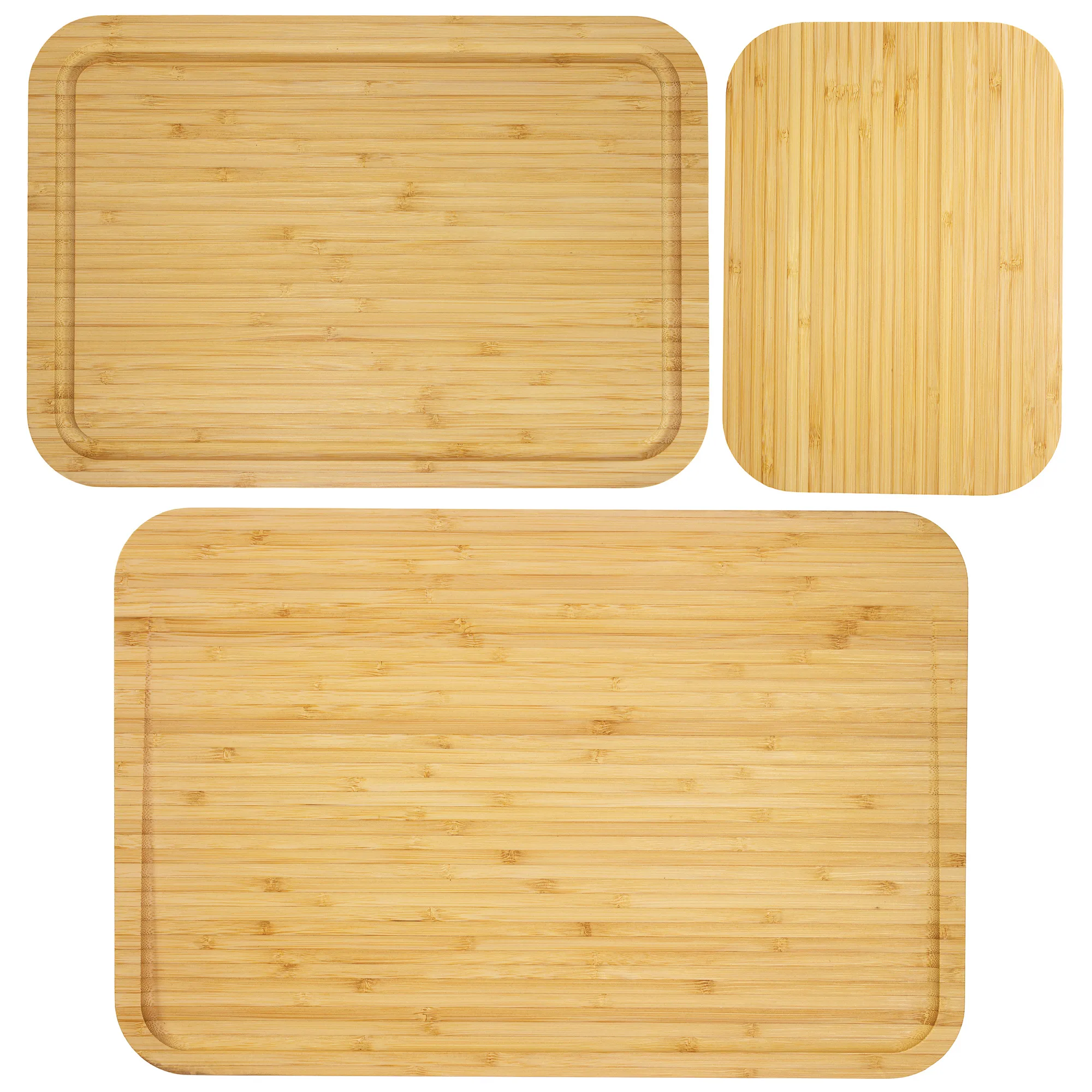 3Pc Bamboo Cutting & Serving Board Set view 2