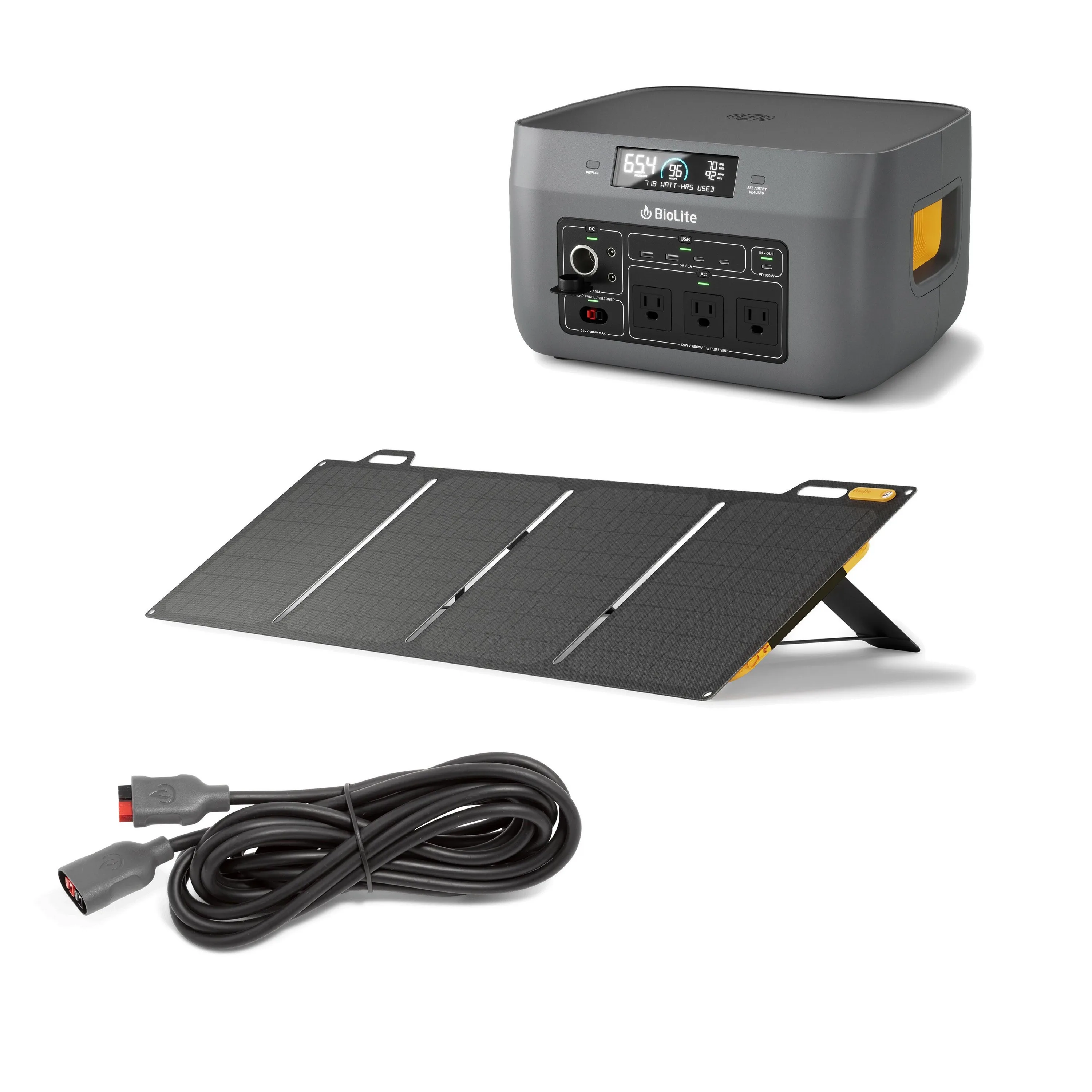 BioLite Solar Generator 1500 Kit - Basecharge 1500 Solarpanel 100 Extension Cable