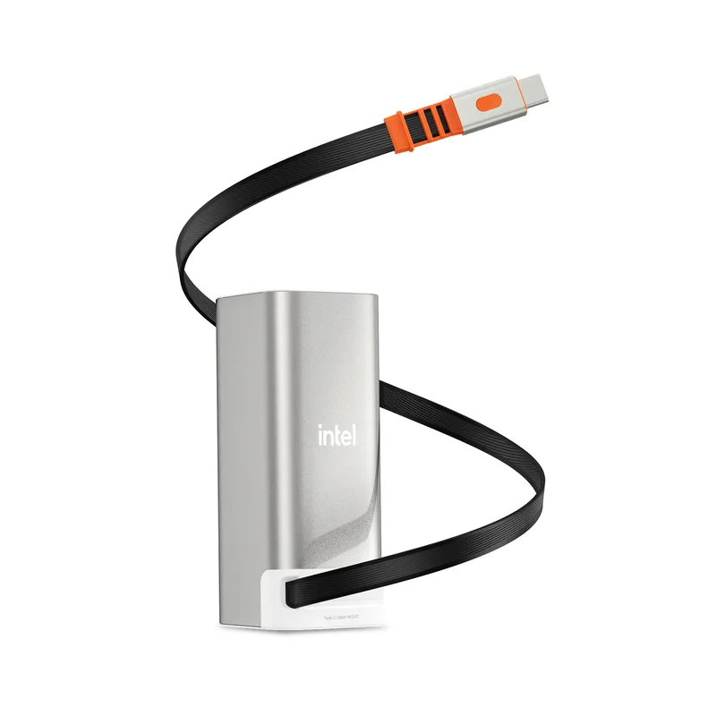 Dynamis, Metallic High Capacity Power Bank with Retractable Cable