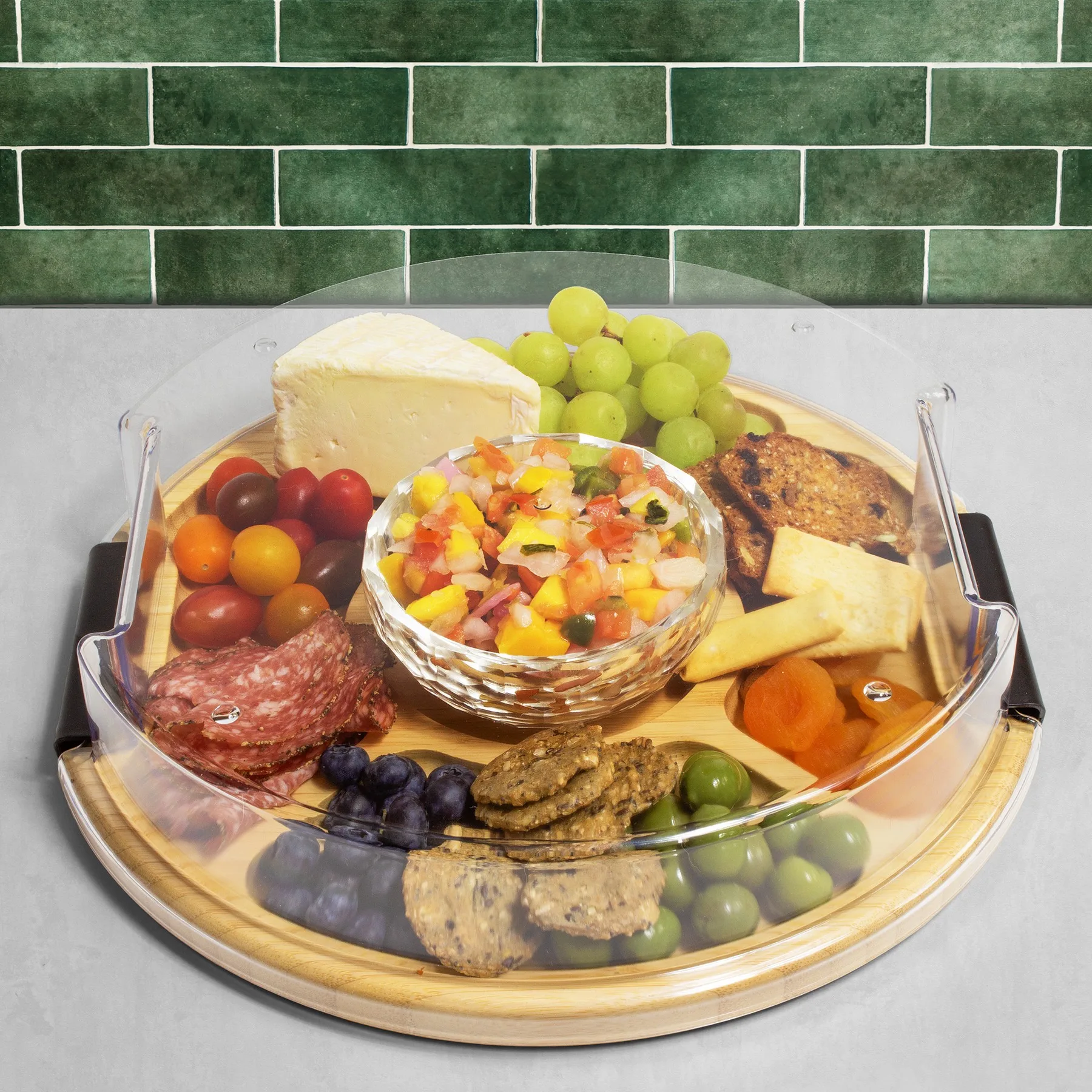 Flip, Serve & Store™ Covered Round Bamboo Charcuterie Board view 4