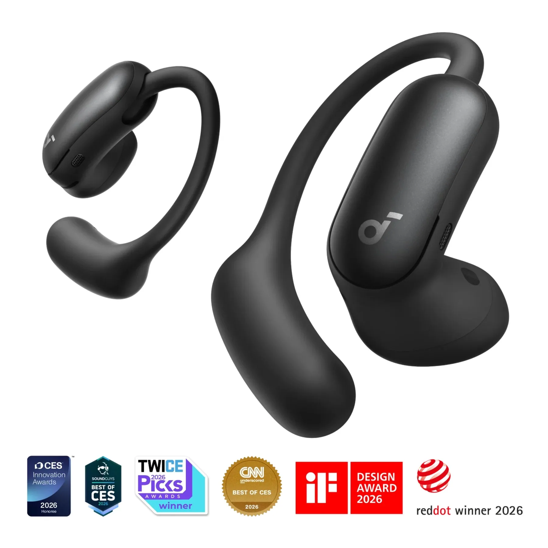 soundcore AeroFit 2 Pro 2-in-1 Open-Ear Earbuds - Matte Black