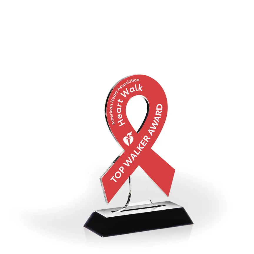 Awareness Ribbon Award with Black Wood Base - UV Printed view 3