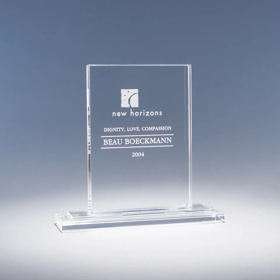 8.5" Crystal Plaque Award w/Glass Base