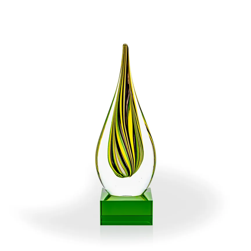 Linden Flame Art Glass Award - Green Base view 2