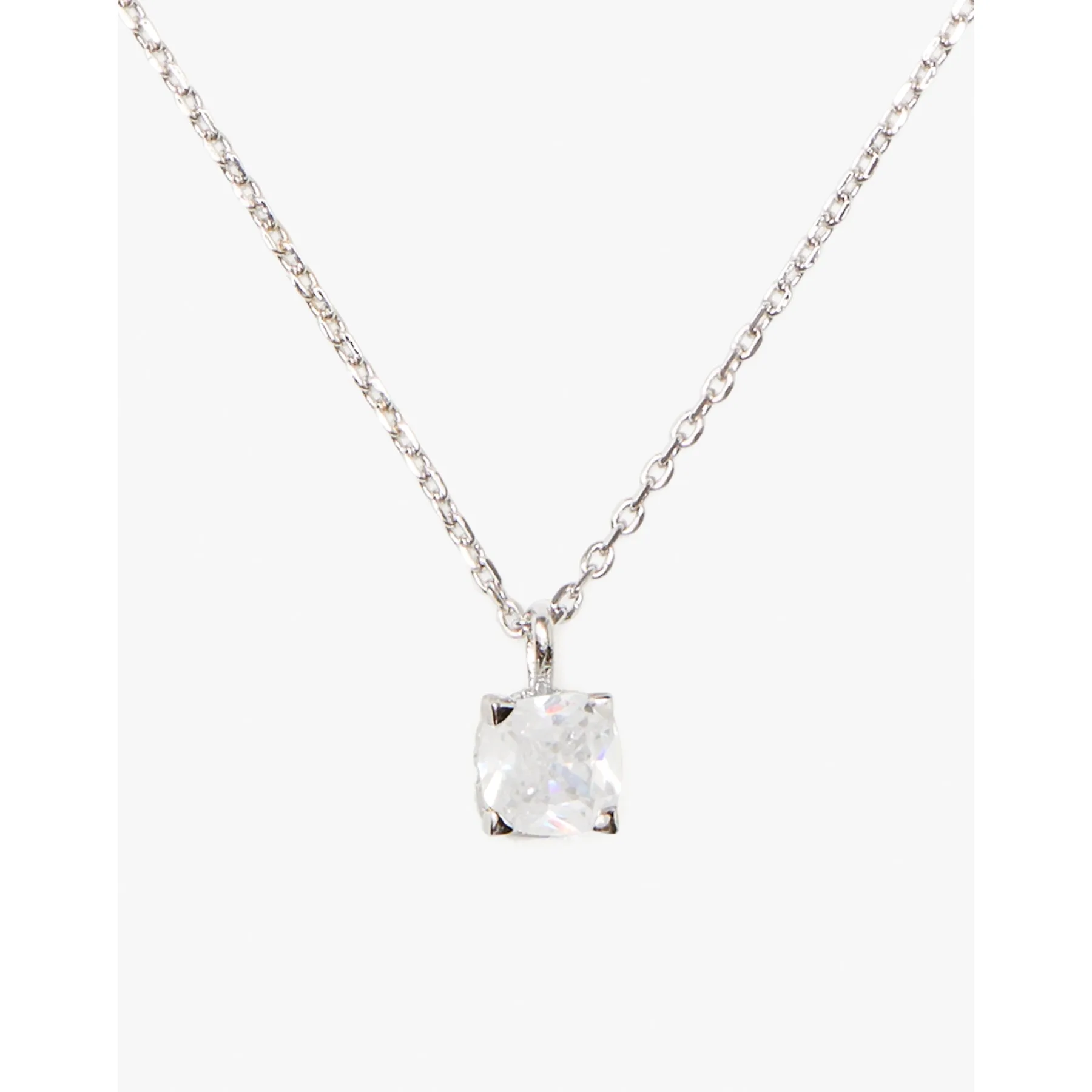 kate spade Little Luxuries 6mm Square Pendant - Clear/Silver