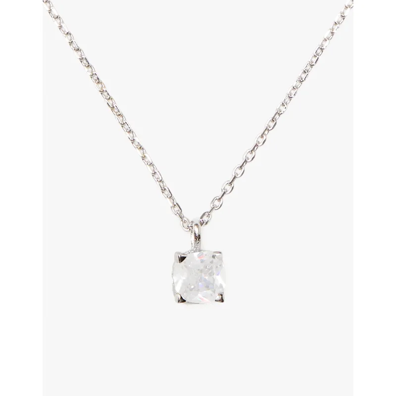 kate spade Little Luxuries 6mm Square Pendant - Clear/Silver