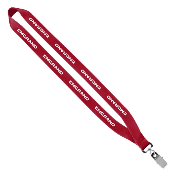 3/4" Economy Polyester Lanyard with Sewn Silver Tone Metal Bulldog Clip view 2