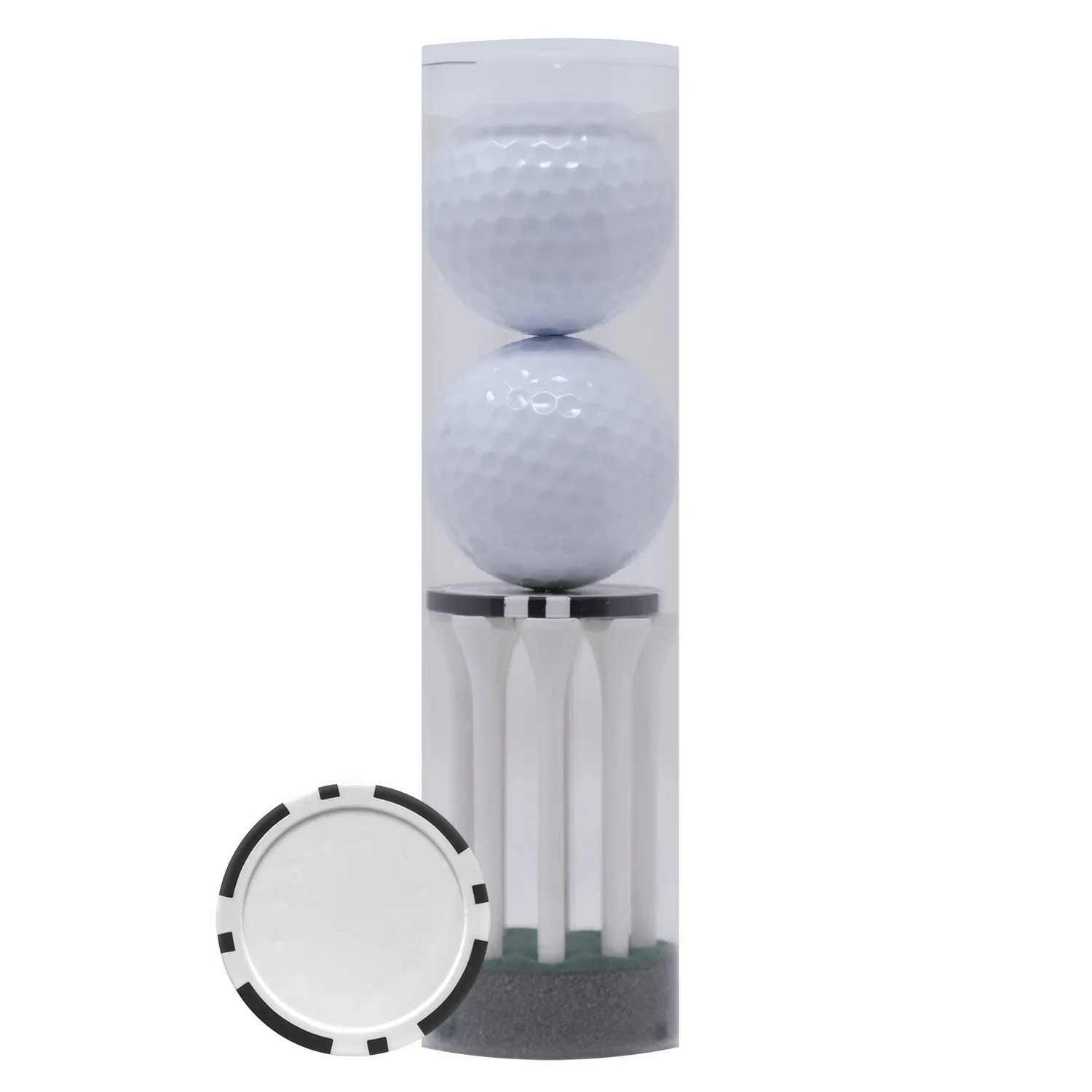 2-Ball & 8-Tee Tube w/Poker Chip Ball Marker view 2
