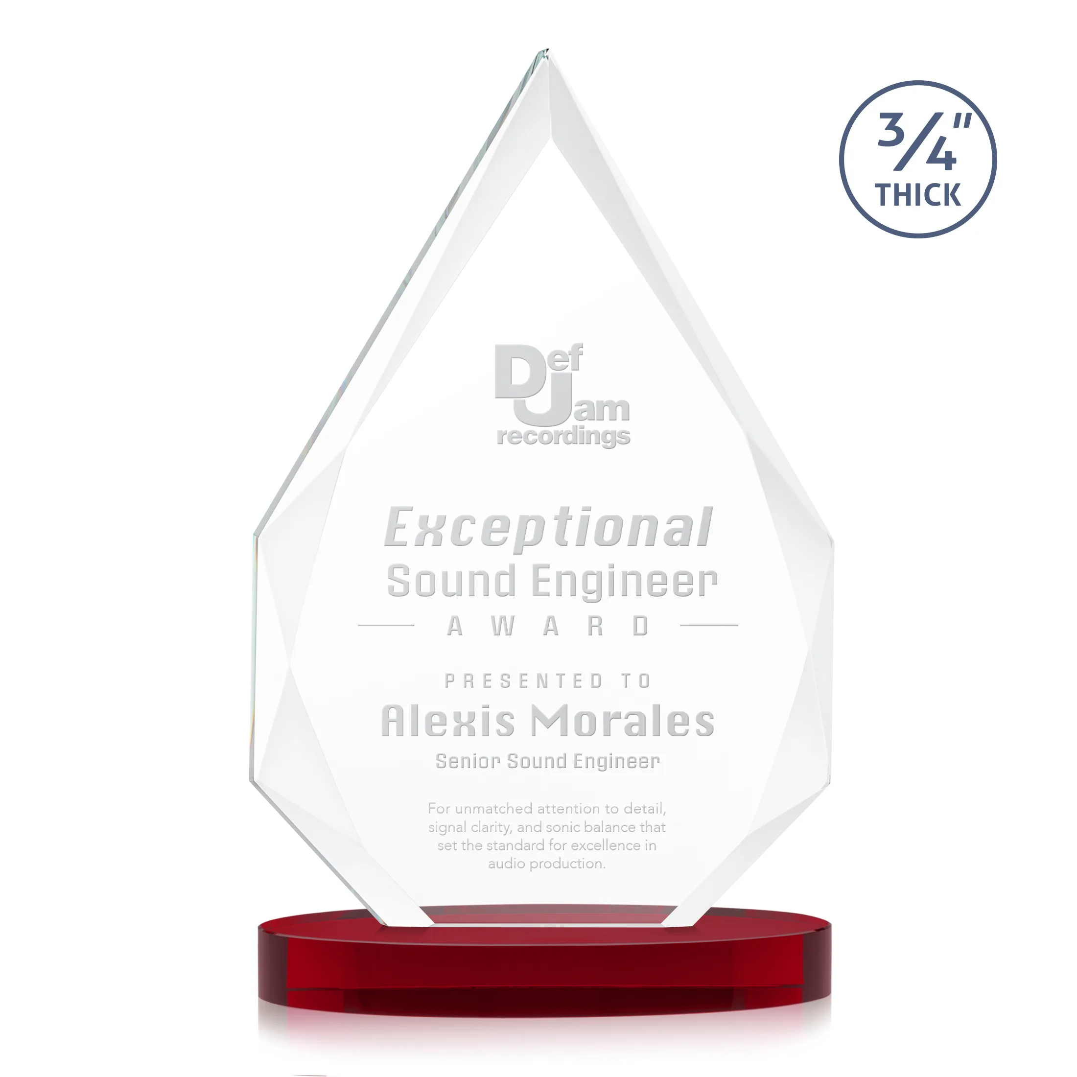 Deep Etch, Alberton base, Red, 7.375" x 12" x 3"