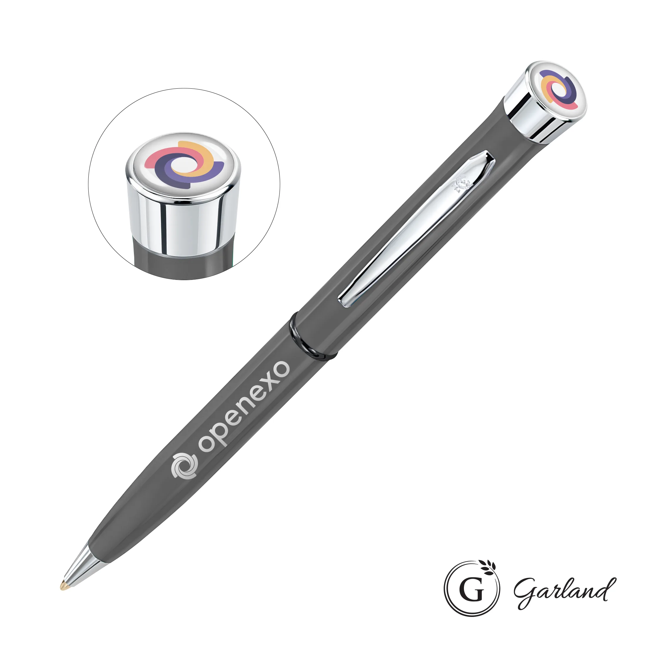 Garland® Recycled Ballpoint Twist Pen - Chrome Accent — Garland® Recycled Ballpoint Twist Pen - Chrome Accent