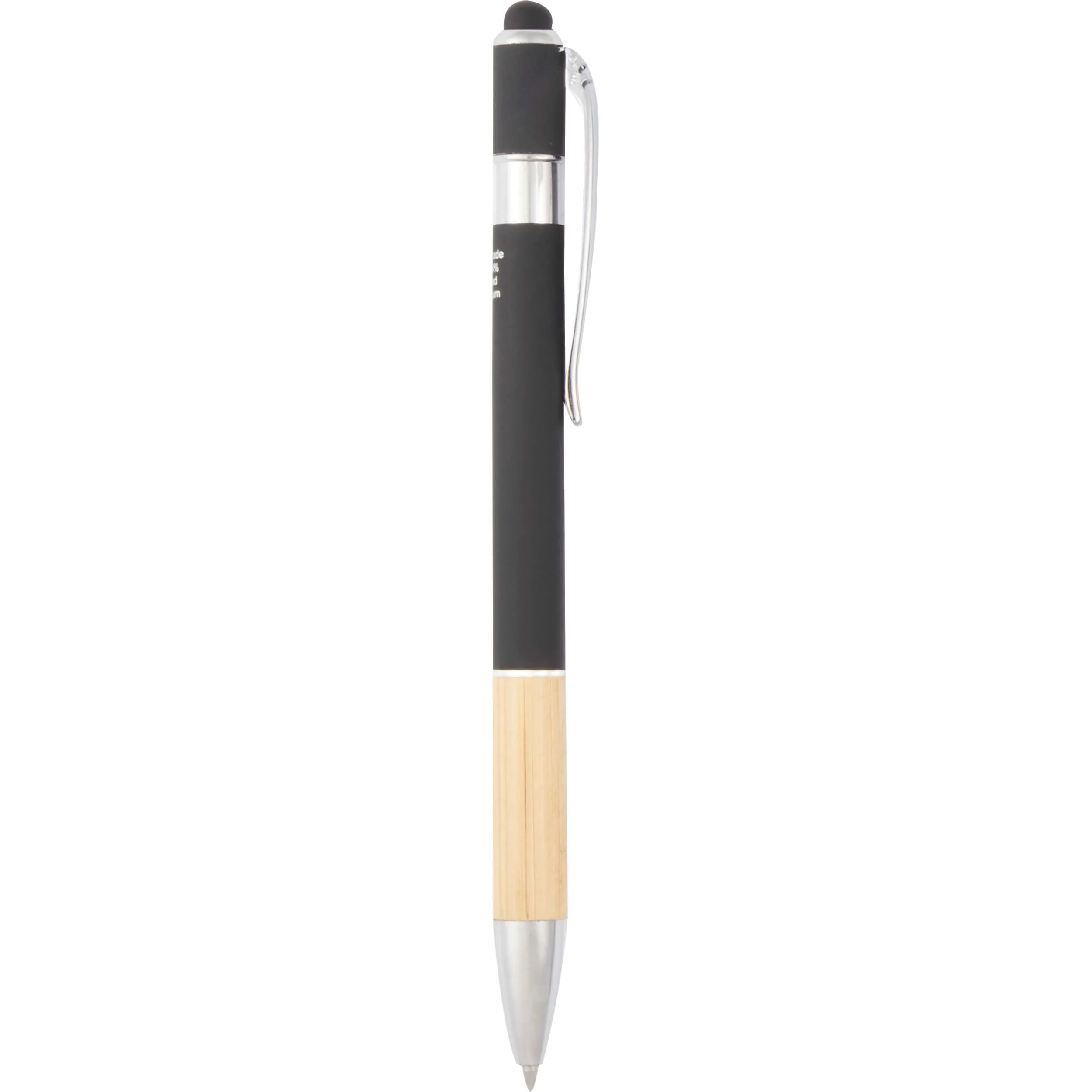 Bamboo and Recycled Aluminum Soft Touch Ballpoint Stylus view 2