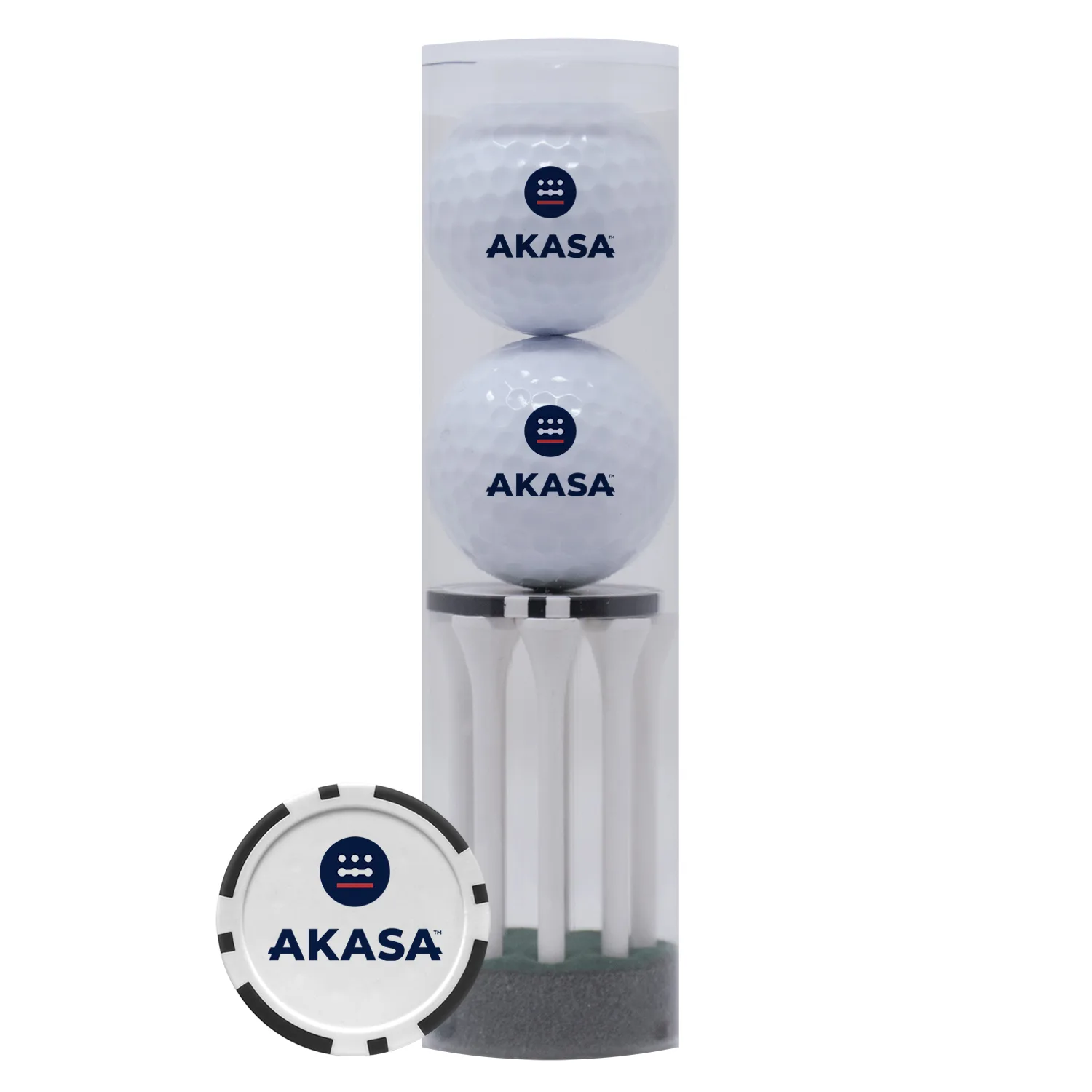 2-Ball & 8-Tee Tube w/Poker Chip Ball Marker