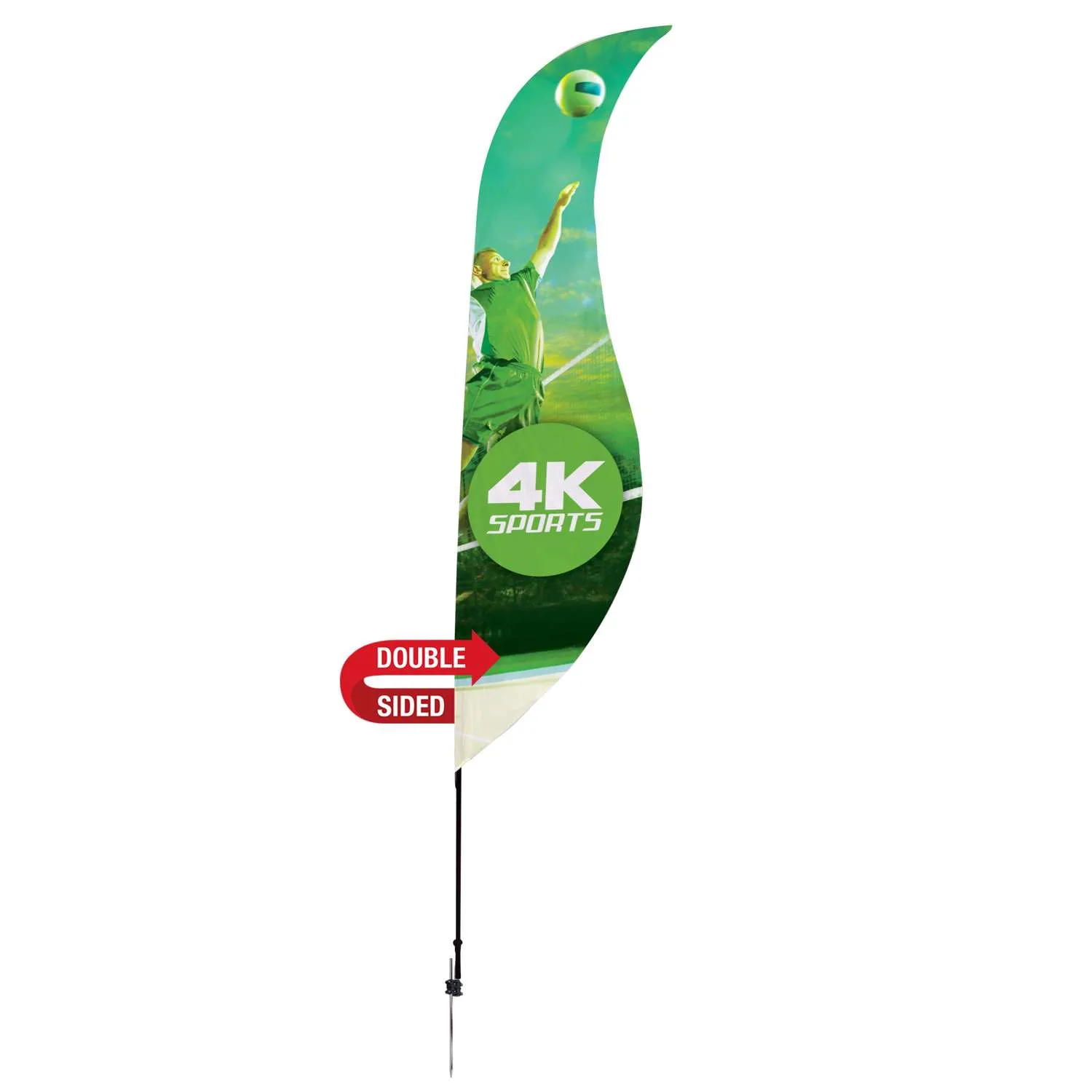 13' Streamline Sabre Sail Sign Flag, 2-Sided, Ground Spike