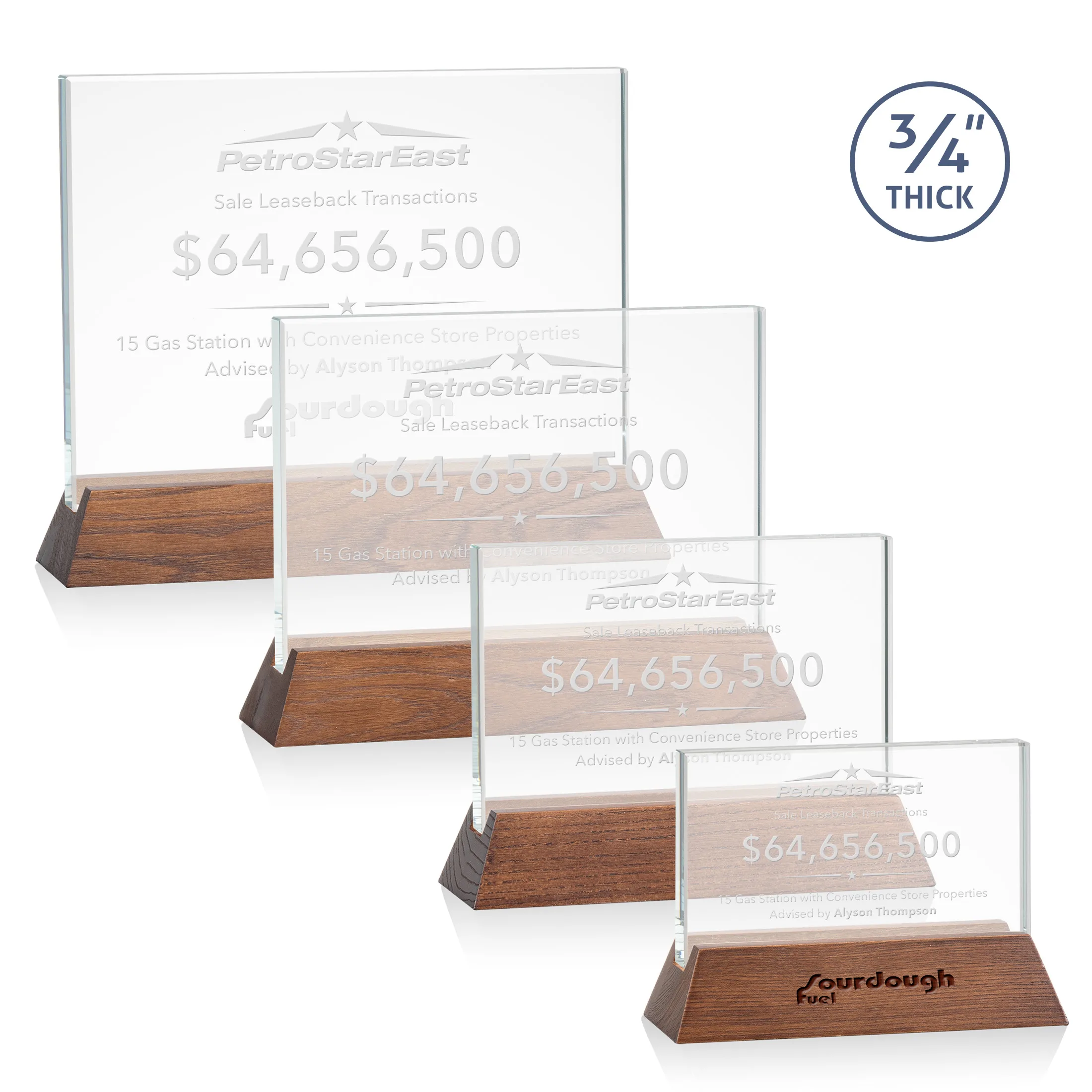 Deep Etch, Horizontal, Starfire Crystal, Walnut