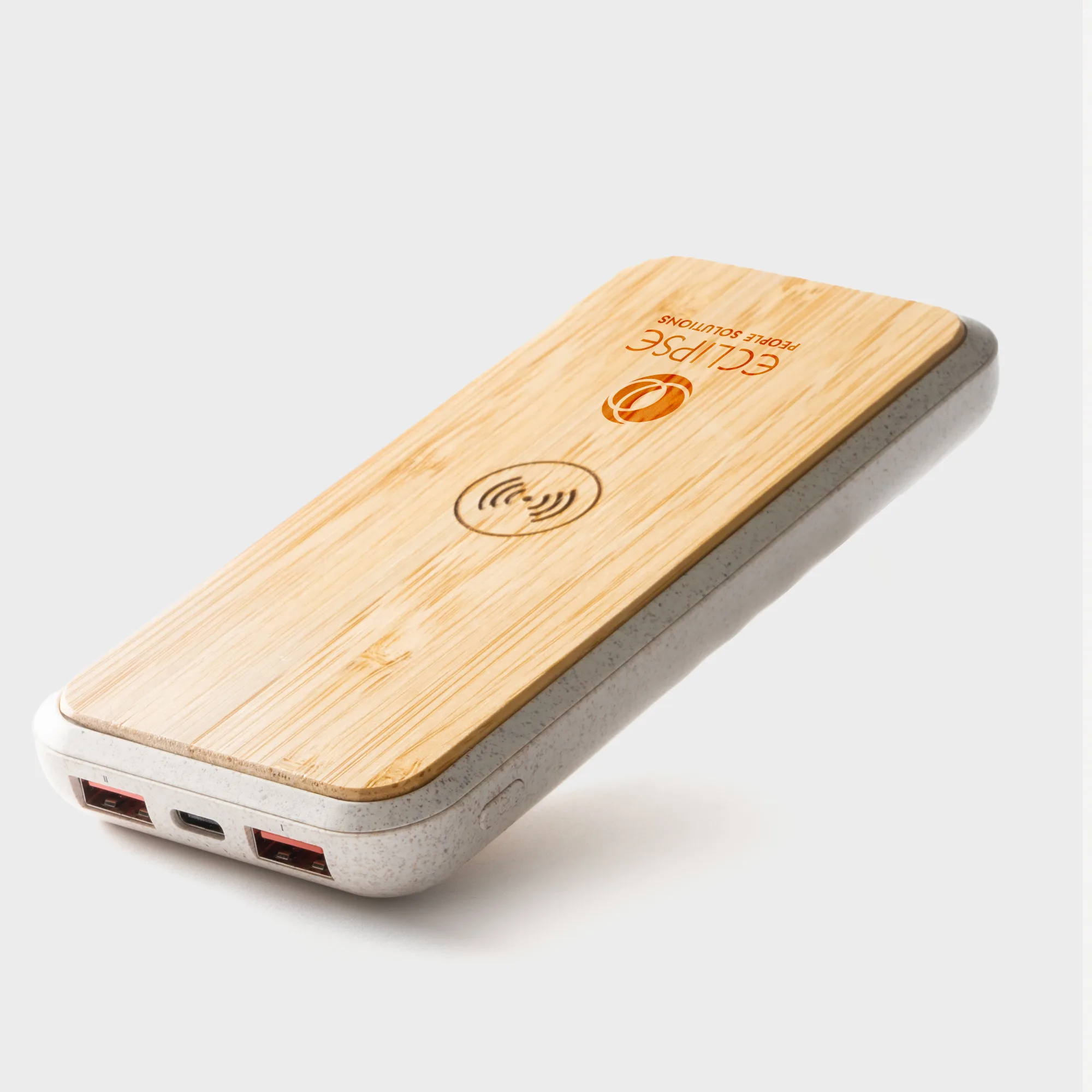 Wireless Quick Charging Bamboo Power Bank view 3