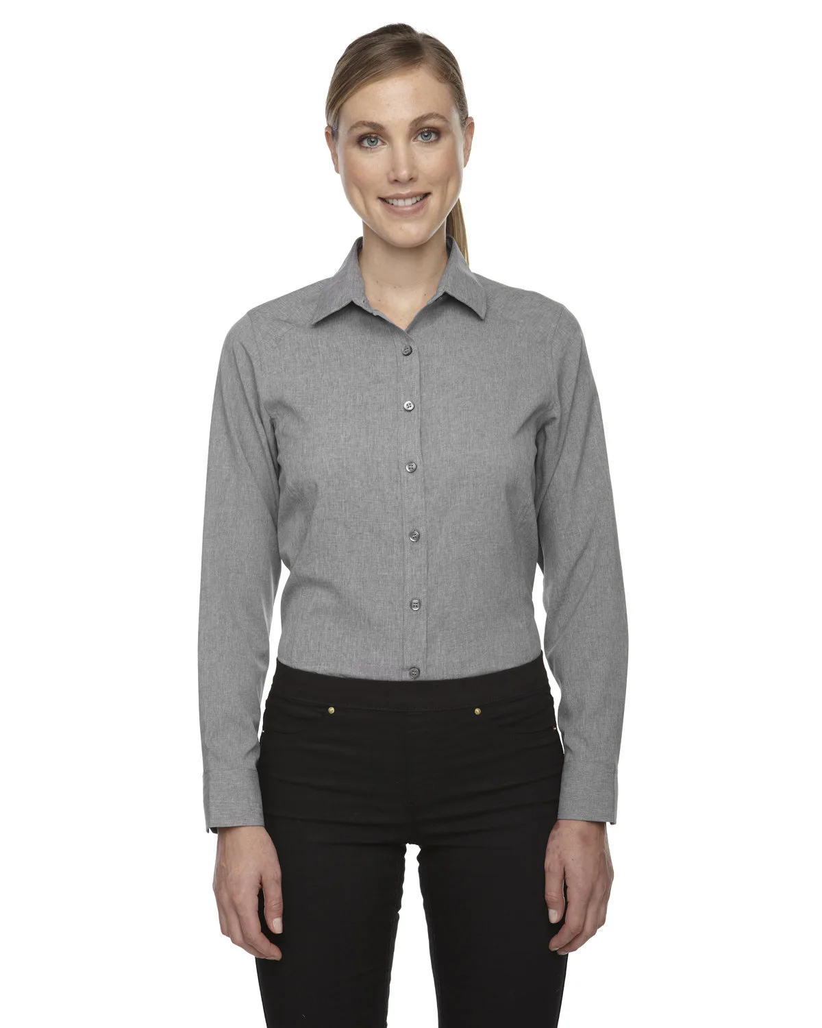 NORTH END SPORT BLUE Ladies' Mélange Performance Shirt view 2