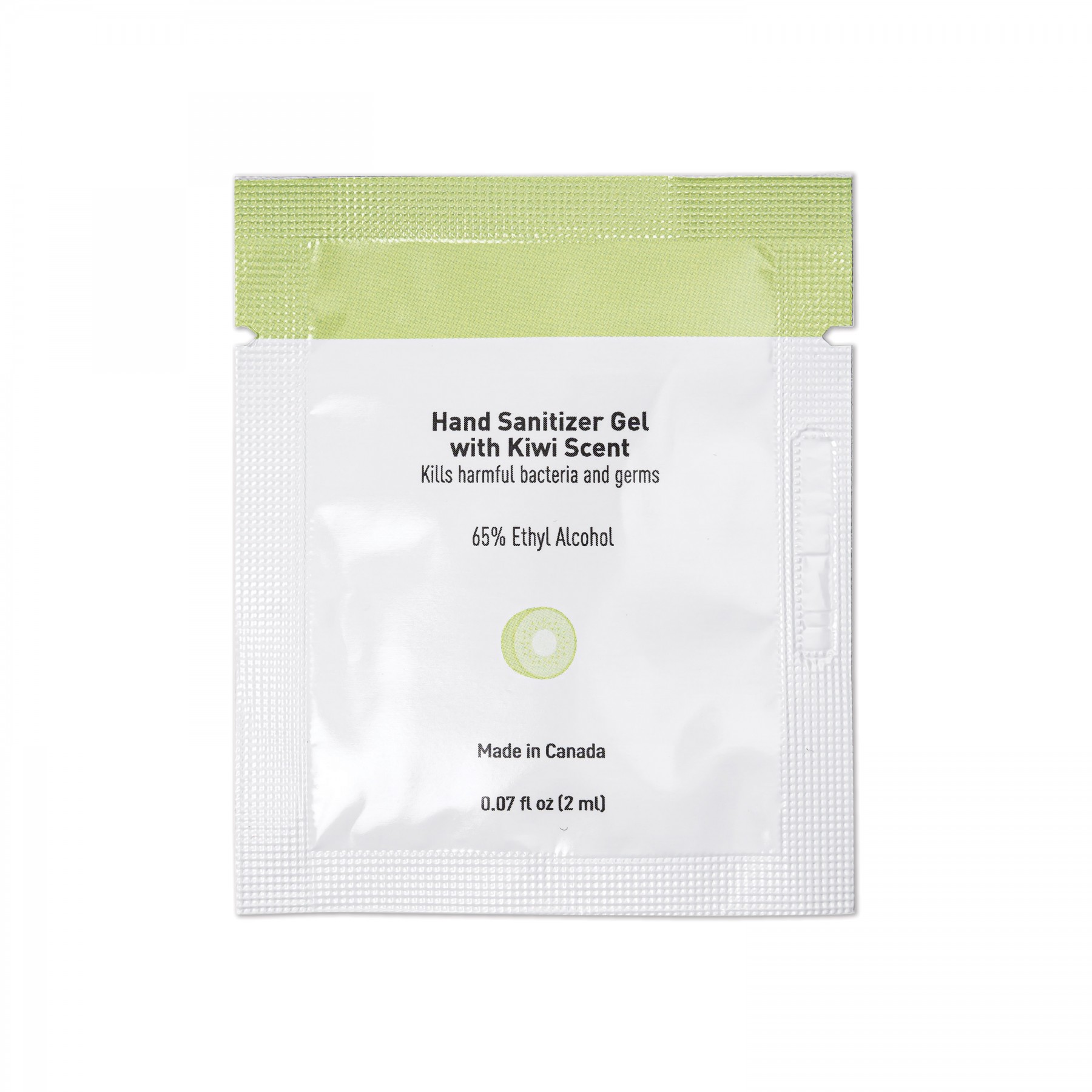 2 Packets Of Hand Sanitizer Gel With Kiwi Scent And Large Customizable Sleeve (0.07 Fl Oz / 2 Ml Per
