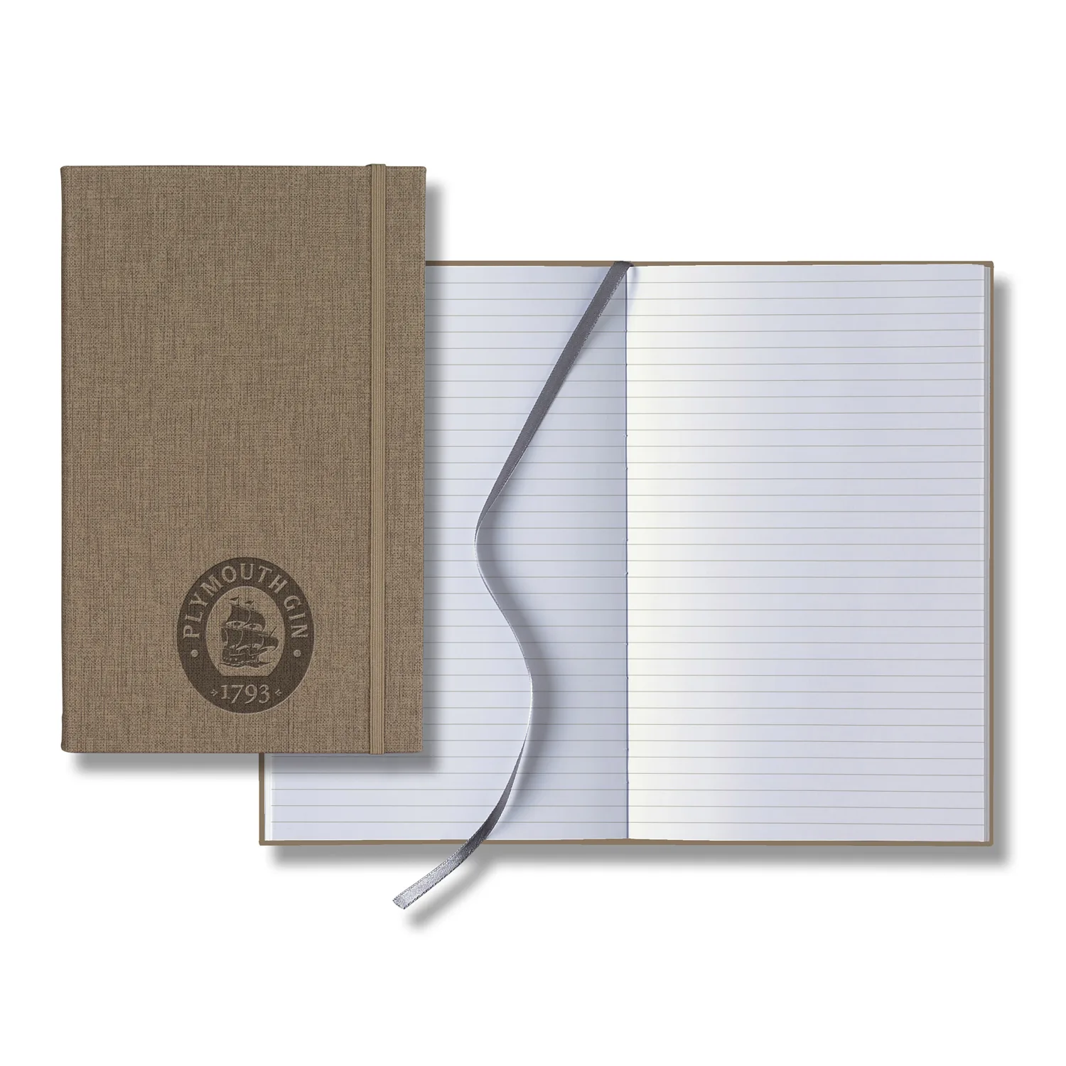 Castelli Linen Banded Medio Lined White Page Journal view 3