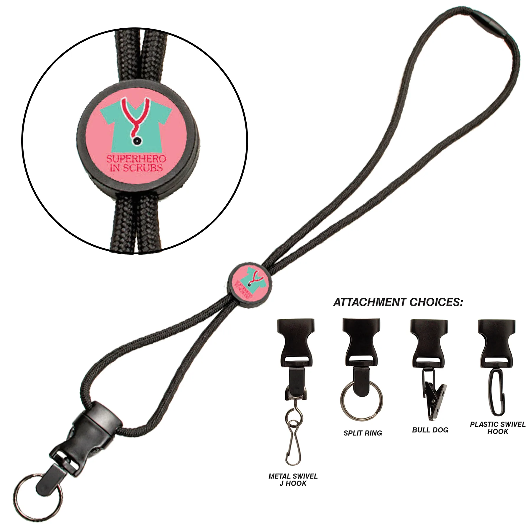 Braided Lanyard w/round slider