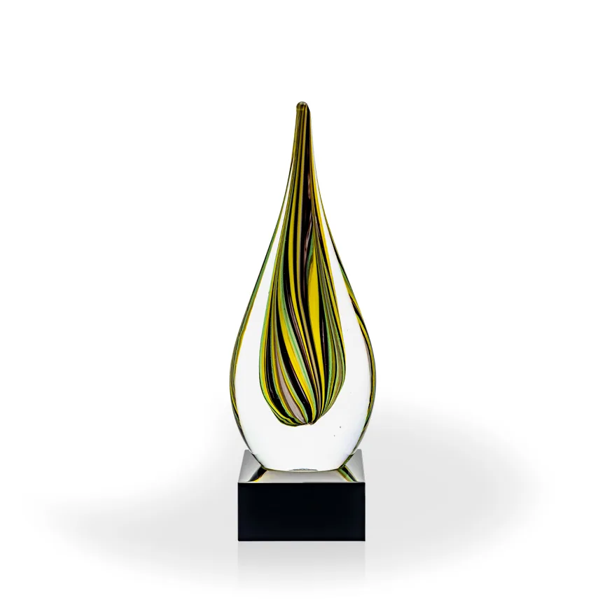 Linden Flame Art Glass Award - Black Square Base view 2