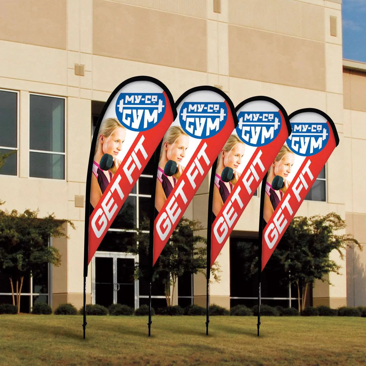 8' Premium Teardrop Sail Sign Flag, 2-Sided, Ground Spike view 6