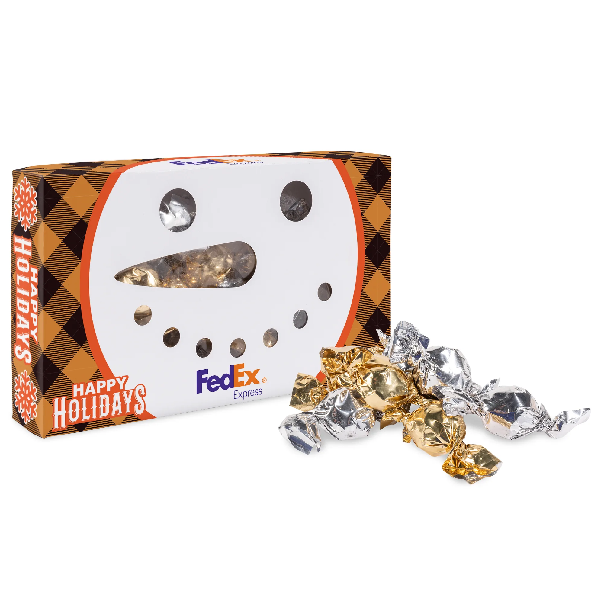 Snowman Die Cut Box with Twist Wrapped Truffle