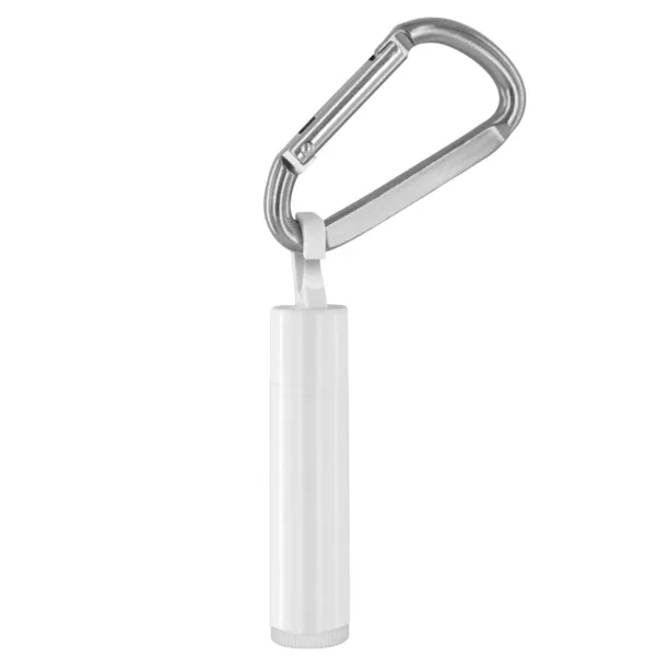 SPF 15 Lip Balm in White Tube with Hook Cap and Carabiner view 3